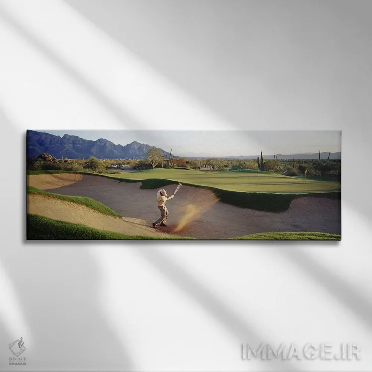 تابلو Tucson, Arizona, USA,نمای نیمرخ از مردی در حال بازی گلف در زمین گلف، توسان، آریزونا، آمریکا اثر پانورامیک ایمجز (استودیو عکاسی عریض) - نمای روبهرو روی دیوار