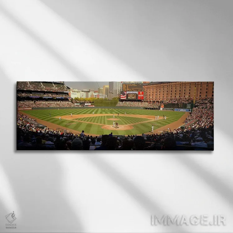 تابلو مسابقه بیسبال در کامدن یاردز، بالتیمور، مریلند، آمریکا (۲) اثر پانورامیک ایمجز (استودیو عکاسی عریض) - نمای روبهرو روی دیوار