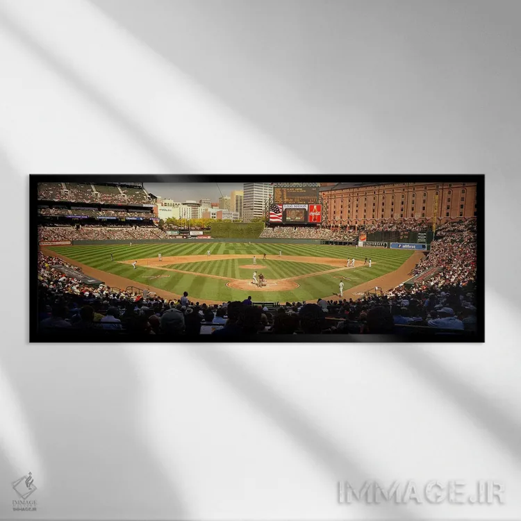 تابلو مسابقه بیسبال در کامدن یاردز، بالتیمور، مریلند، آمریکا (۲) اثر پانورامیک ایمجز (استودیو عکاسی عریض) - نمای قابدار مشکی