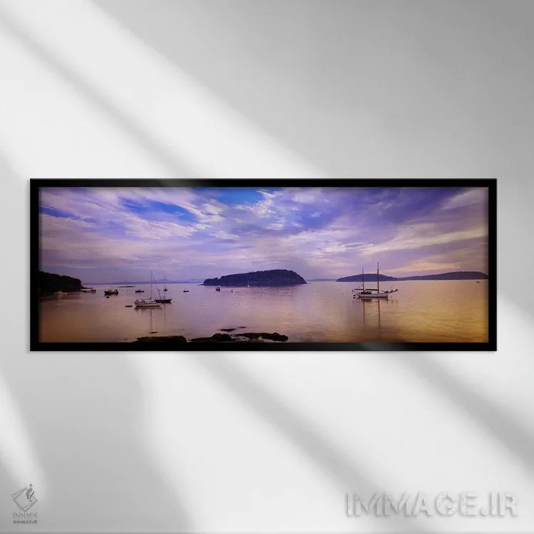 تابلو Hancock County, Maine, USA,خلیج فرنچمن در گرگ و میش، شهرستان هنکاک، مین، آمریکا اثر پانورامیک ایمجز (استودیو عکاسی عریض) - نمای قابدار مشکی