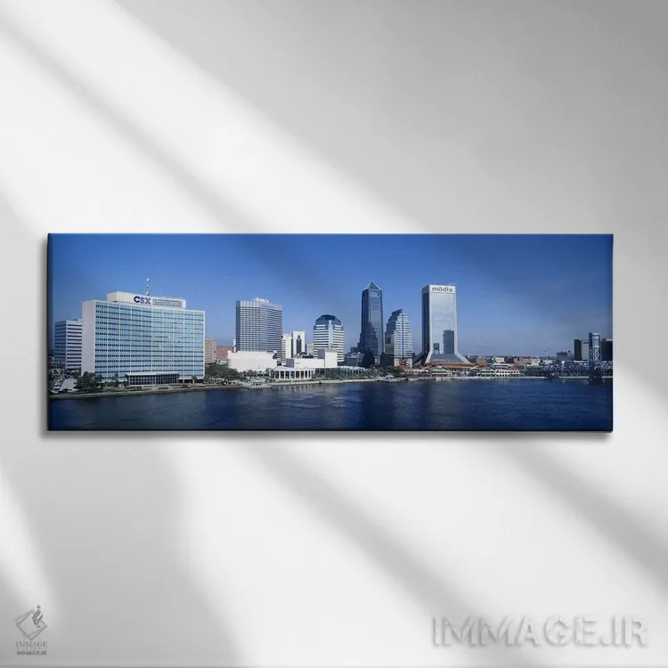 تابلو St. John's River, Jacksonville, Florida, USA,ساختمانها در کنار رود سنت جانز، جکسونویل، فلوریدا، آمریکا اثر پانورامیک ایمجز (استودیو عکاسی عریض) - نمای روبهرو روی دیوار