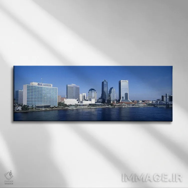 تابلو St. John's River, Jacksonville, Florida, USA,ساختمانها در کنار رود سنت جانز، جکسونویل، فلوریدا، آمریکا اثر پانورامیک ایمجز (استودیو عکاسی عریض) - نمای روبهرو روی دیوار