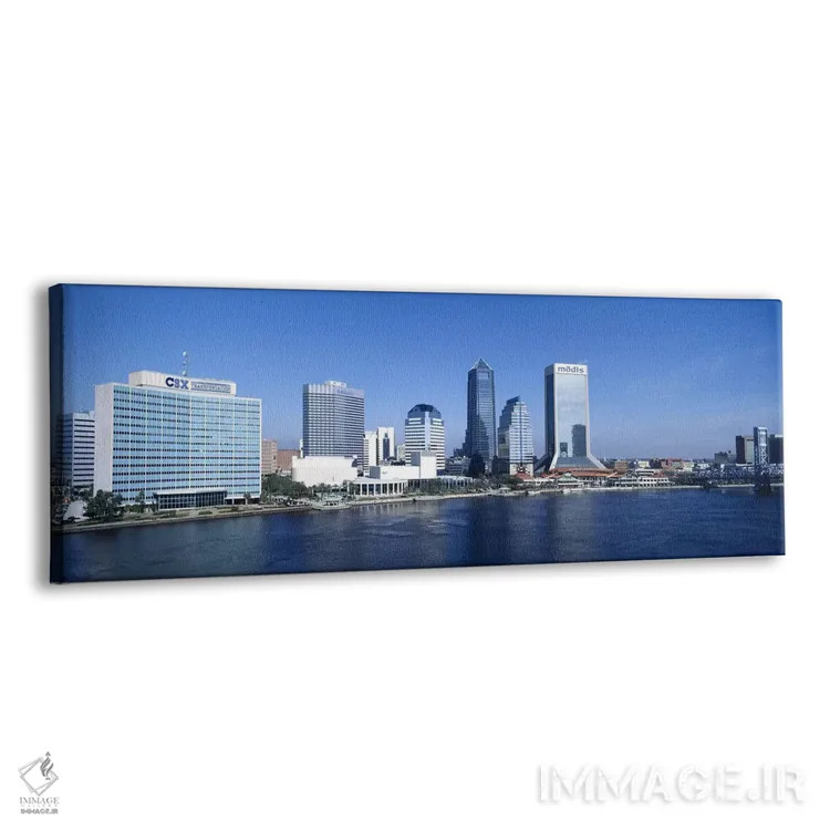 تابلو St. John's River, Jacksonville, Florida, USA,ساختمانها در کنار رود سنت جانز، جکسونویل، فلوریدا، آمریکا اثر پانورامیک ایمجز (استودیو عکاسی عریض) - نمای پرسپکتیو محصول