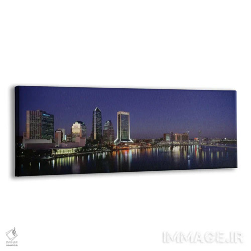 تابلو Jacksonville, Florida, USA,ساختمانهای روشنشده در شب، جکسونویل، فلوریدا، آمریکا اثر پانورامیک ایمجز (استودیو عکاسی عریض) - نمای پرسپکتیو محصول