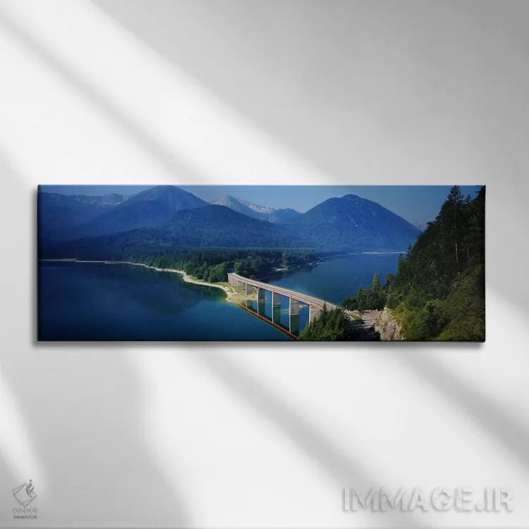 تابلو Isar Valley, Upper Bavaria, Germany,پل بر روی مخزن سیلواناشتاین، دره ایزار، بالا باواریا، آلمان اثر پانورامیک ایمجز (استودیو عکاسی عریض) - نمای روبهرو روی دیوار