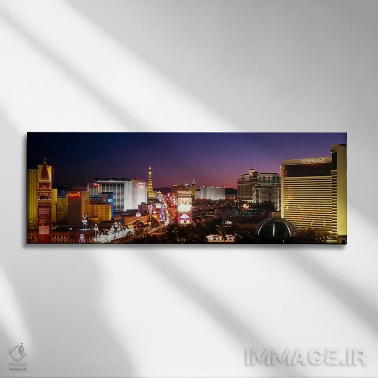 تابلو Las Vegas, Nevada, USA #2,ساختمانهای روشنشده در شب، لاس وگاس، نوادا، آمریکا (۲) اثر پانورامیک ایمجز (استودیو عکاسی عریض) - نمای روبهرو روی دیوار