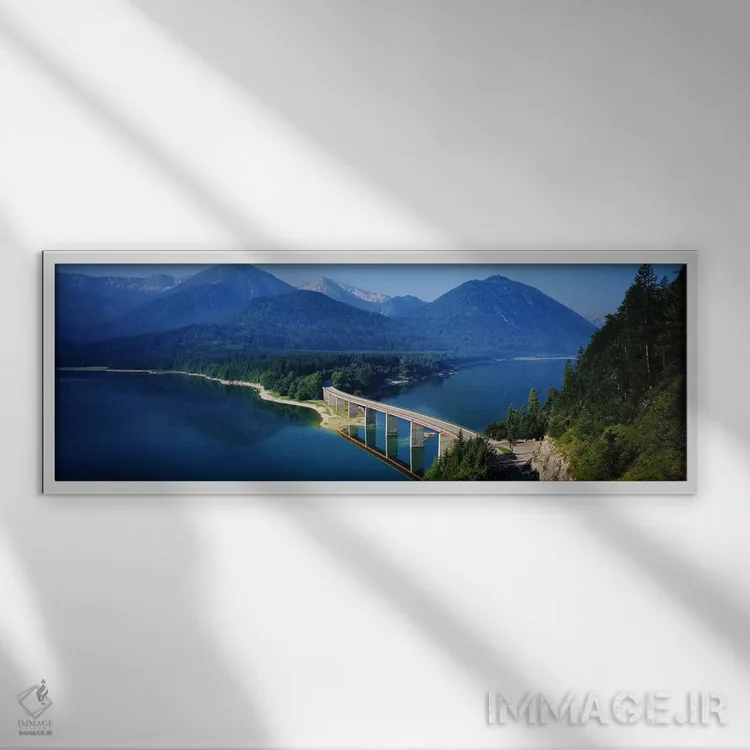 تابلو Isar Valley, Upper Bavaria, Germany,پل بر روی مخزن سیلواناشتاین، دره ایزار، بالا باواریا، آلمان اثر پانورامیک ایمجز (استودیو عکاسی عریض) - نمای قابدار سفید