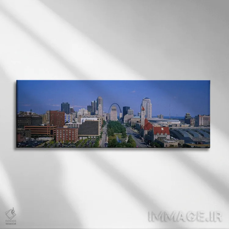تابلو St Louis, Missouri, USA,نمای بالا از یک شهر، سنت لوئیس، میزوری، آمریکا اثر پانورامیک ایمجز (استودیو عکاسی عریض) - نمای روبهرو روی دیوار