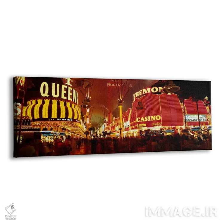 تابلو Fremont Street, Las Vegas, Nevada, USA,کازینوی روشنشده در شب، خیابان فرمانت، لاس وگاس، نوادا، آمریکا اثر پانورامیک ایمجز (استودیو عکاسی عریض) - نمای پرسپکتیو محصول