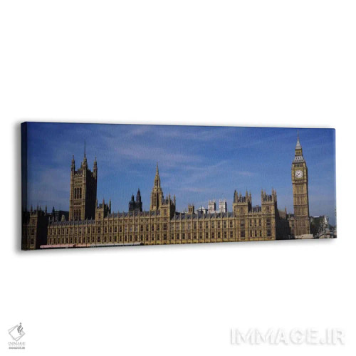 تابلو Big Ben and the Houses Of Parliament, London, England,آسمان آبی بالای ساختمانی، بیگ بن و پارلمان، لندن، انگلستان اثر پانورامیک ایمجز (استودیو عکاسی عریض) - نمای پرسپکتیو محصول