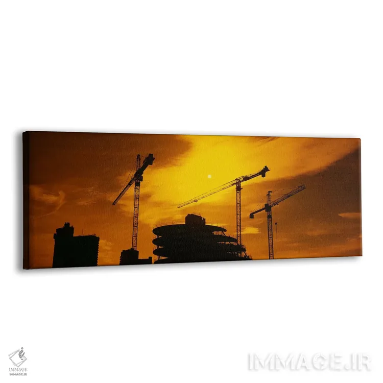 تابلو London, England, United Kingdom,جرثقیلها در غروب نارنجی، لندن، انگلستان، بریتانیا اثر پانورامیک ایمجز (استودیو عکاسی عریض) - نمای پرسپکتیو محصول