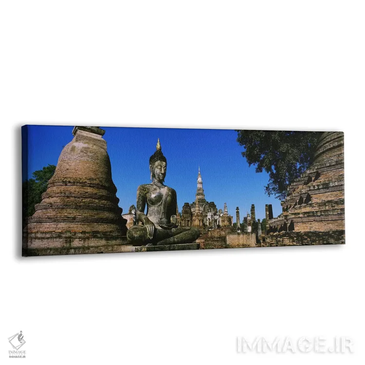 تابلو Wat Mahathat, Sukhothai, Thailand,مجسمه بودا در معبد، وات مهاتات، سوخوتای، تایلند اثر پانورامیک ایمجز (استودیو عکاسی عریض) - نمای پرسپکتیو محصول
