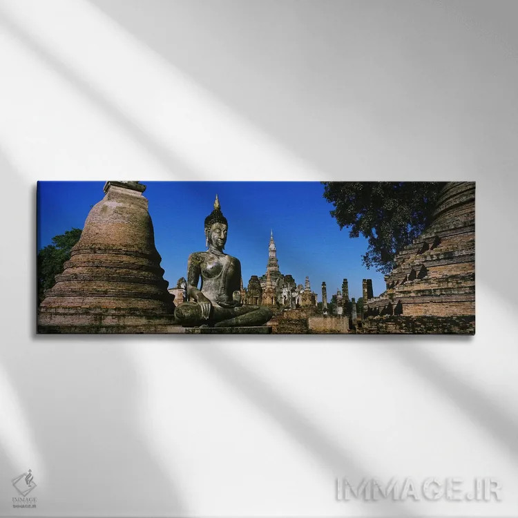 تابلو Wat Mahathat, Sukhothai, Thailand,مجسمه بودا در معبد، وات مهاتات، سوخوتای، تایلند اثر پانورامیک ایمجز (استودیو عکاسی عریض) - نمای روبهرو روی دیوار