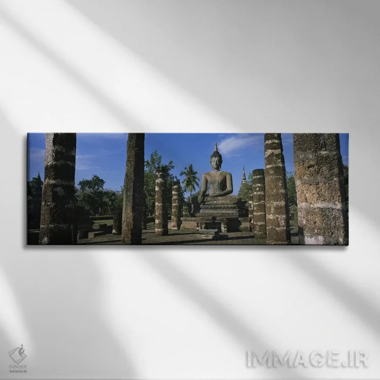 تابلو Sukhothai, Thailand,مجسمه بودا در معبد، وات مهاتات، سوخوتای، تایلند اثر پانورامیک ایمجز (استودیو عکاسی عریض) - نمای روبهرو روی دیوار