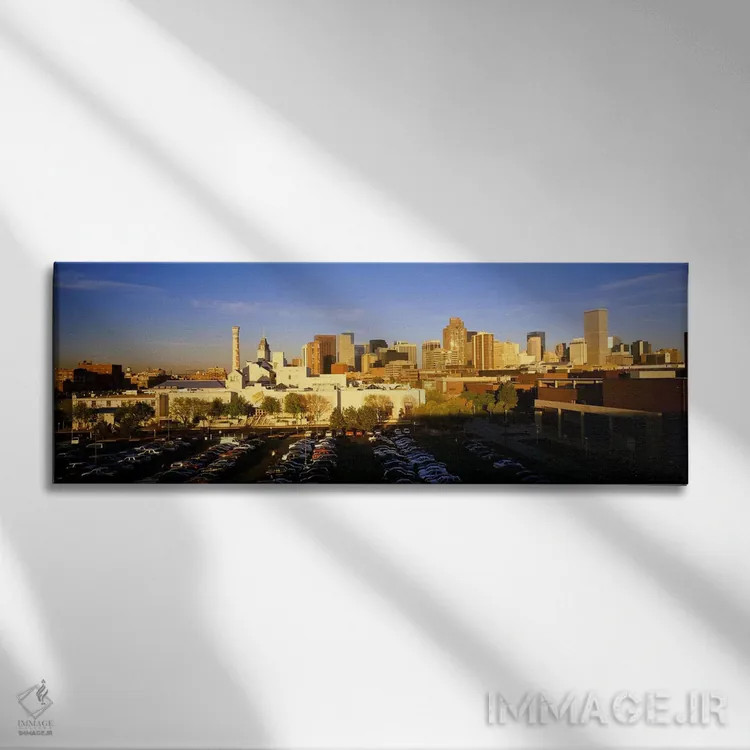 تابلو Denver, High angle view of parking lot,آمریکا، کلرادو، دنور، نمای بالا از پارکینگ اثر پانورامیک ایمجز (استودیو عکاسی عریض) - نمای روبهرو روی دیوار