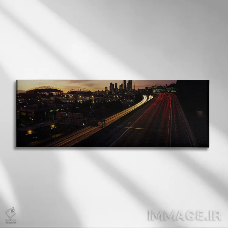 تابلو Washington State, USA,نمای هوایی در غروب، سیاتل، ایالت واشنگتن، آمریکا اثر پانورامیک ایمجز (استودیو عکاسی عریض) - نمای روبهرو روی دیوار