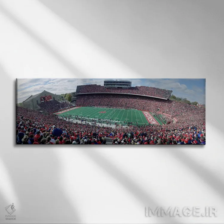 تابلو Camp Randall Stadium, Madison, Wisconsin, USA,مسابقه فوتبال دانشگاه ویسکانسین، ورزشگاه کمپ رندال، مدیسون، ویسکانسین، آمریکا اثر پانورامیک ایمجز (استودیو عکاسی عریض) - نمای روبهرو روی دیوار