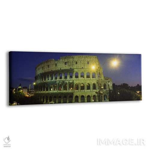 تابلو Coliseum, Rome, Italy,ساختمان باستانی روشن در شب، کولوسئوم، رم، ایتالیا اثر پانورامیک ایمجز (استودیو عکاسی عریض) - نمای پرسپکتیو محصول