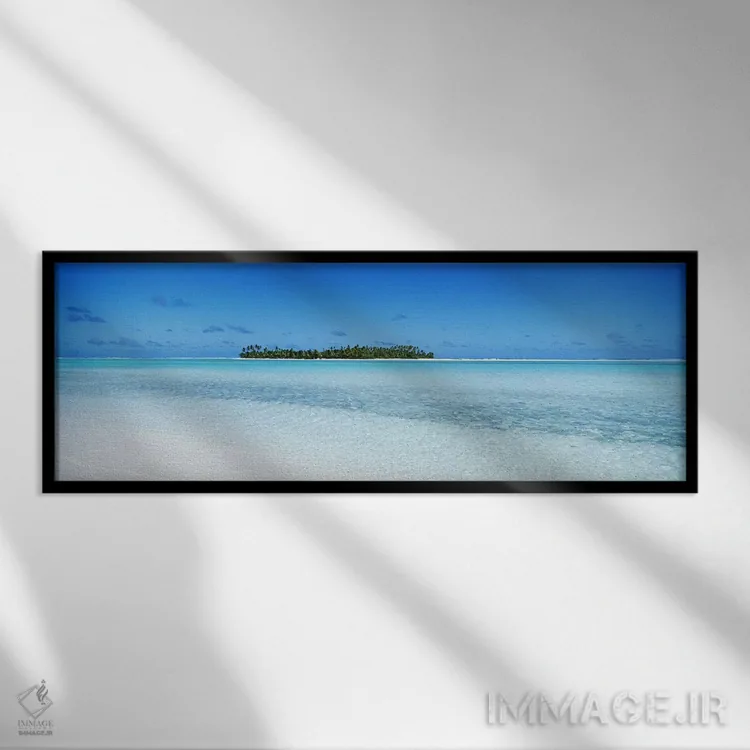 تابلو Aitutaki, Cook Islands,نمای دور از ماینا، آیتوتاکی، جزایر کوک اثر پانورامیک ایمجز (استودیو عکاسی عریض) - نمای قابدار مشکی