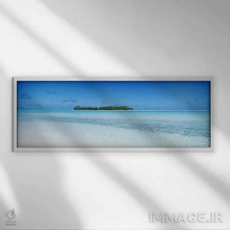 تابلو Aitutaki, Cook Islands,نمای دور از ماینا، آیتوتاکی، جزایر کوک اثر پانورامیک ایمجز (استودیو عکاسی عریض) - نمای قابدار سفید