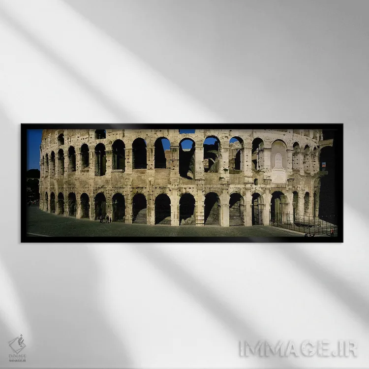 تابلو کولوسئوم رم ایتالیا اثر پانورامیک ایمجز (استودیو عکاسی عریض) - نمای قابدار مشکی
