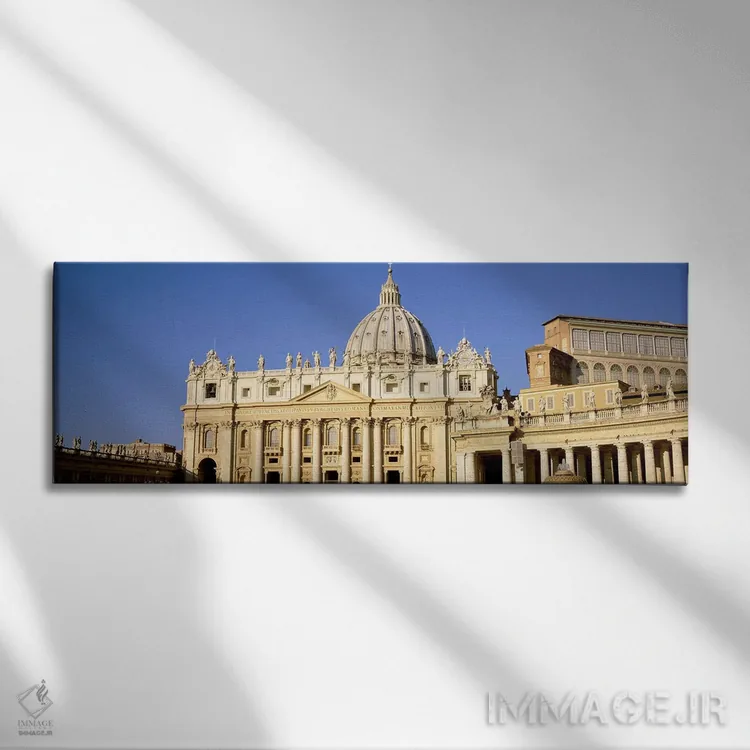 تابلو St. Peter's Basilica, St. Peter's Square, Vatican City, Rome, Lazio, Italy,نمای بیرونی کلیسا، کلیسای سنپیتر، میدان سنپیتر، واتیکان، رم، لاتزیو، ایتالیا اثر پانورامیک ایمجز (استودیو عکاسی عریض) - نمای روبهرو روی دیوار