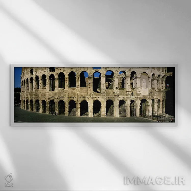 تابلو کولوسئوم رم ایتالیا اثر پانورامیک ایمجز (استودیو عکاسی عریض) - نمای قابدار سفید