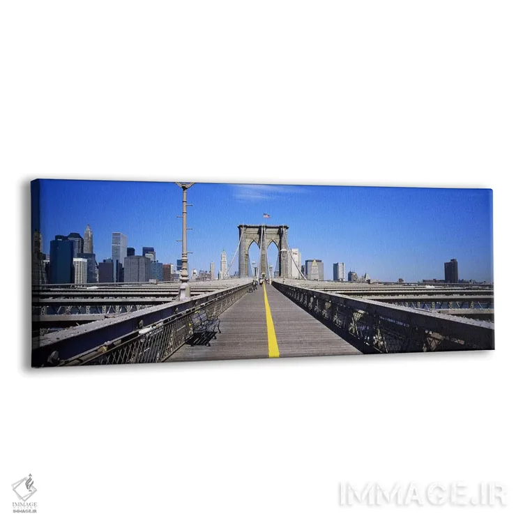 تابلو Brooklyn Bridge, Manhattan, New York City, New York State, USA,نیمکت روی پل، پل بروکلین، منهتن، نیویورک، ایالت نیویورک، آمریکا اثر پانورامیک ایمجز (استودیو عکاسی عریض) - نمای پرسپکتیو محصول