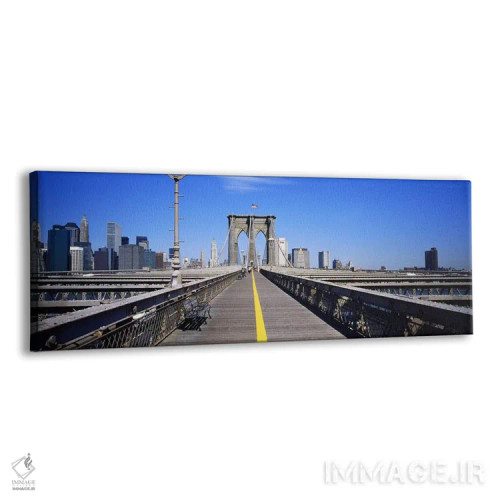 تابلو Brooklyn Bridge, Manhattan, New York City, New York State, USA,نیمکت روی پل، پل بروکلین، منهتن، نیویورک، ایالت نیویورک، آمریکا اثر پانورامیک ایمجز (استودیو عکاسی عریض) - نمای پرسپکتیو محصول