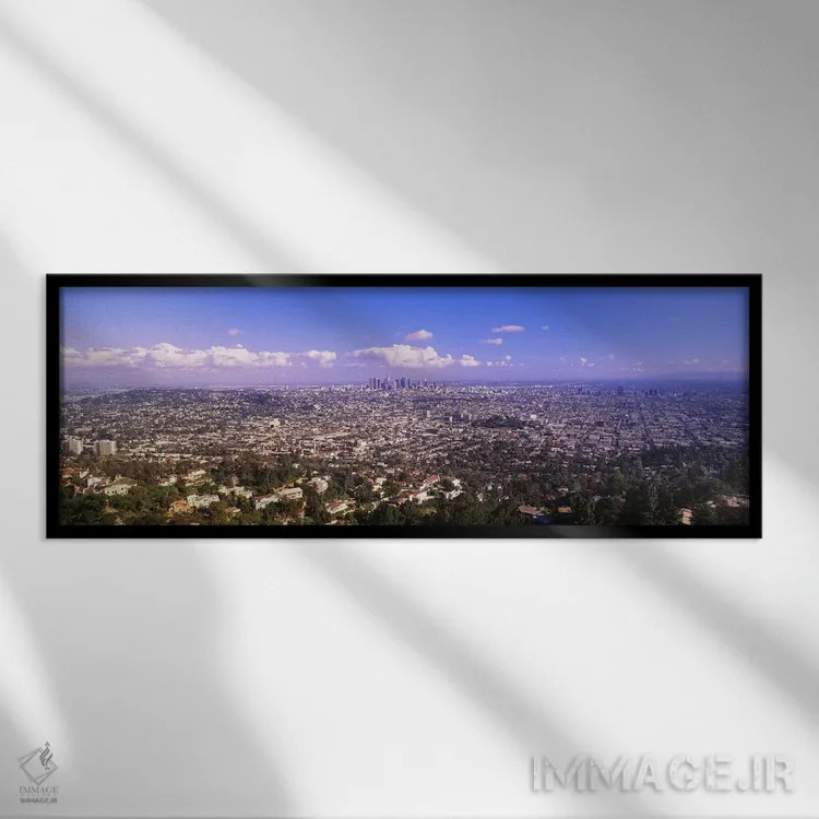 تابلو Los Angeles, California, USA,نمای شهر، لسآنجلس، کالیفرنیا، آمریکا اثر پانورامیک ایمجز (استودیو عکاسی عریض) - نمای قابدار مشکی