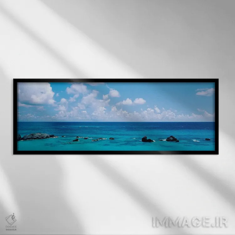 تابلو روز ابری بر فراز اقیانوس اطلس نزدیک برمودا اثر پانورامیک ایمجز (استودیو عکاسی عریض) - نمای قابدار مشکی