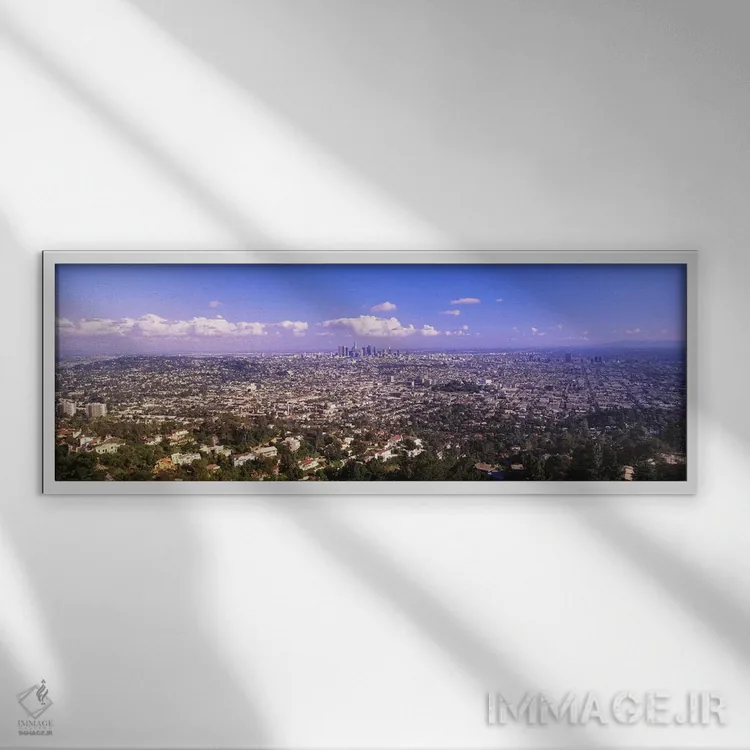 تابلو Los Angeles, California, USA,نمای شهر، لسآنجلس، کالیفرنیا، آمریکا اثر پانورامیک ایمجز (استودیو عکاسی عریض) - نمای قابدار سفید