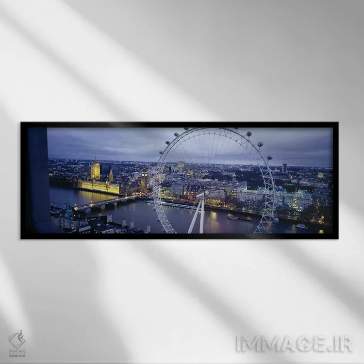 تابلو London, England, United Kingdom,چرخ و فلک لندن (چشم لندن)، لندن، انگلستان، بریتانیا اثر پانورامیک ایمجز (استودیو عکاسی عریض) - نمای قابدار مشکی