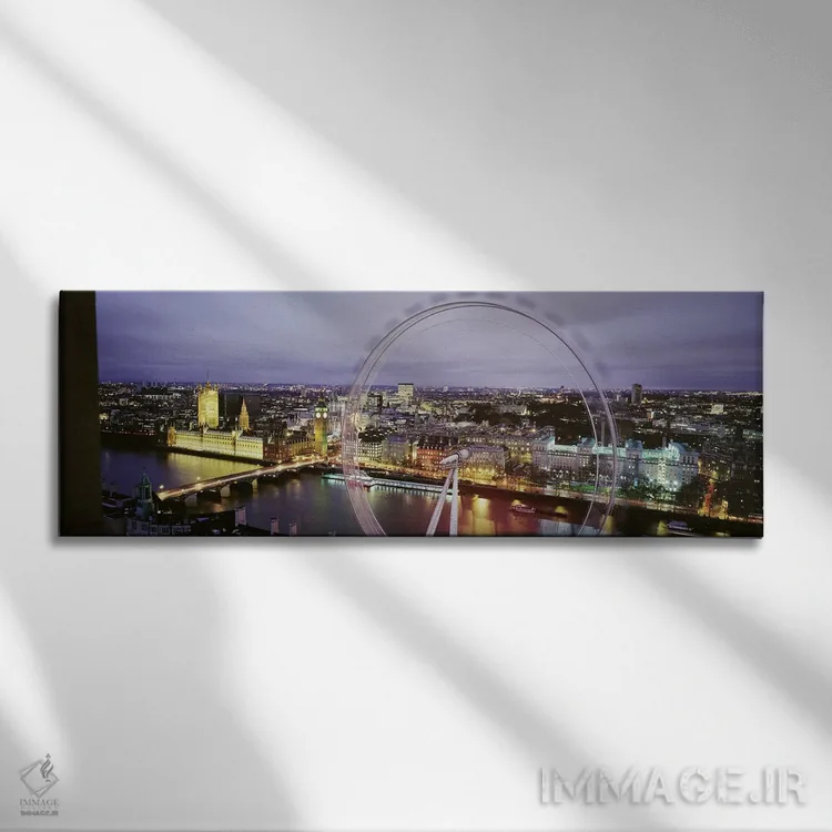 تابلو London, England, United Kingdom,نمای زاویهبالا از شهر وستمینستر با چرخ و فلک چرخان لندن (چشم لندن)، انگلستان اثر پانورامیک ایمجز (استودیو عکاسی عریض) - نمای روبهرو روی دیوار