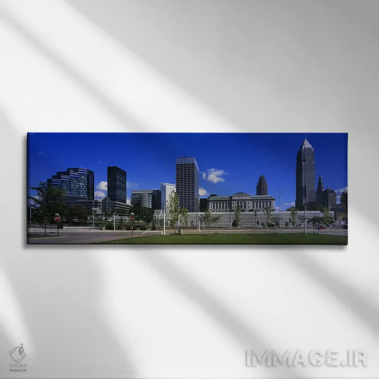 تابلو Ohio, USA,ساختمانها در یک شهر، کلیولند، اوهایو، آمریکا اثر پانورامیک ایمجز (استودیو عکاسی عریض) - نمای روبهرو روی دیوار