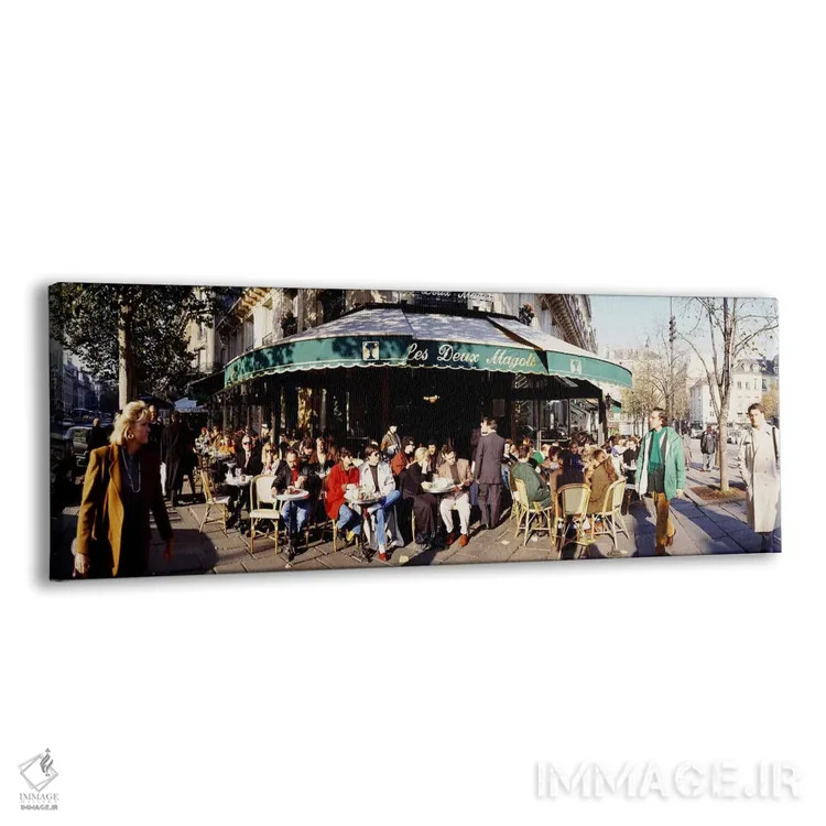 تابلو Les Deux Magots, Saint-Germain-des-Prés, Paris, France,صحنهای از کافه پیادهرو، لس دو ماگو، سنژرمن-ده-پرِه، پاریس، فرانسه اثر پانورامیک ایمجز (استودیو عکاسی عریض) - نمای پرسپکتیو محصول