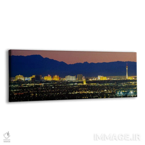 تابلو Las Vegas, Nevada, USA,نمای هوایی از ساختمانهای روشنشده در غروب، لاس وگاس، نوادا، آمریکا اثر پانورامیک ایمجز (استودیو عکاسی عریض) - نمای پرسپکتیو محصول
