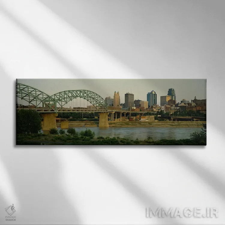 تابلو Kansas City, Missouri, USA,پل روی رودخانه، کانزاس سیتی، میزوری، آمریکا اثر پانورامیک ایمجز (استودیو عکاسی عریض) - نمای روبهرو روی دیوار