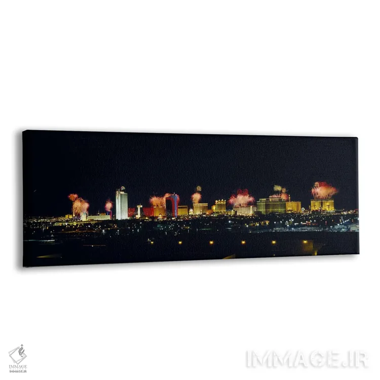 تابلو Las Vegas, Nevada, USA #3,ساختمانهای روشن در شب، لاسوگاس، نوادا، آمریکا (شماره ۳) اثر پانورامیک ایمجز (استودیو عکاسی عریض) - نمای پرسپکتیو محصول