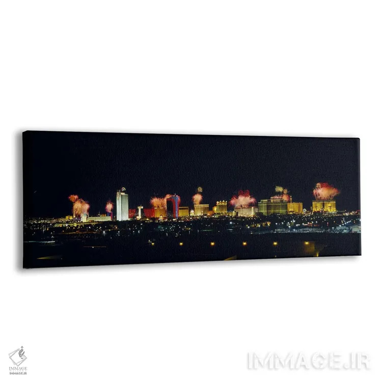 تابلو Las Vegas, Nevada, USA #3,ساختمانهای روشن در شب، لاسوگاس، نوادا، آمریکا (شماره ۳) اثر پانورامیک ایمجز (استودیو عکاسی عریض) - نمای پرسپکتیو محصول
