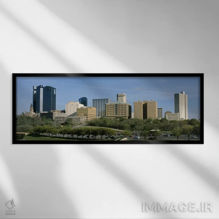 تابلو Fort Worth, Texas, USA,ساختمانها در یک شهر، فورت ورث، تگزاس، آمریکا اثر پانورامیک ایمجز (استودیو عکاسی عریض) - نمای قابدار مشکی