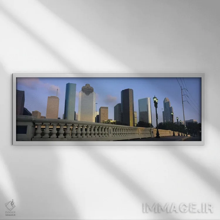 تابلو Houston, Texas, USA,نمای زاویه پایین از ساختمانها، هیوستون، تگزاس، آمریکا اثر پانورامیک ایمجز (استودیو عکاسی عریض) - نمای قابدار سفید