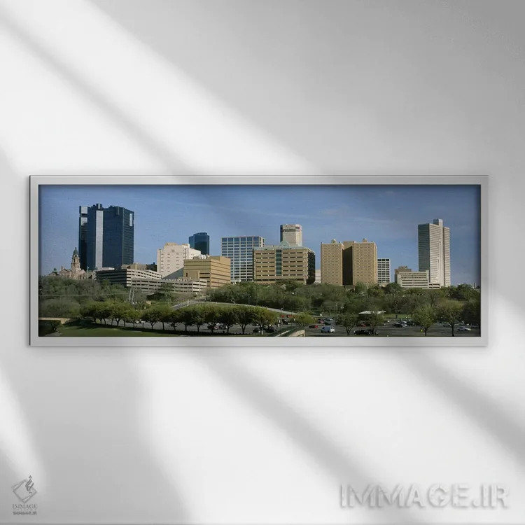 تابلو Fort Worth, Texas, USA,ساختمانها در یک شهر، فورت ورث، تگزاس، آمریکا اثر پانورامیک ایمجز (استودیو عکاسی عریض) - نمای قابدار سفید