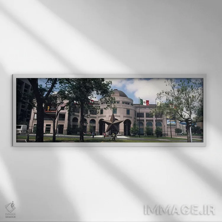 تابلو Texas State History Museum, Austin, Texas, USA,نمای ساختمان، موزه تاریخ ایالت تگزاس، آستین، تگزاس، آمریکا اثر پانورامیک ایمجز (استودیو عکاسی عریض) - نمای قابدار سفید