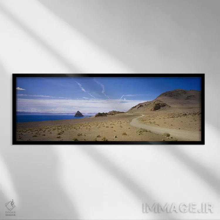 تابلو Pyramid Lake Indian Reservation, Nevada, USA,نمای دور از هرم از جاده دیدنی، منطقه سرخپوستی دریاچه پیرامید، نوادا، آمریکا اثر پانورامیک ایمجز (استودیو عکاسی عریض) - نمای قابدار مشکی