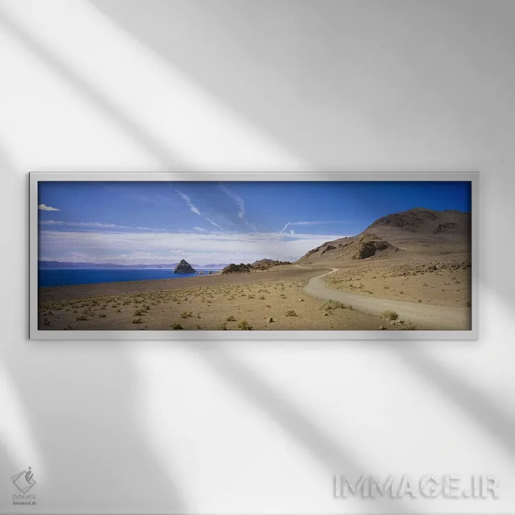 تابلو Pyramid Lake Indian Reservation, Nevada, USA,نمای دور از هرم از جاده دیدنی، منطقه سرخپوستی دریاچه پیرامید، نوادا، آمریکا اثر پانورامیک ایمجز (استودیو عکاسی عریض) - نمای قابدار سفید