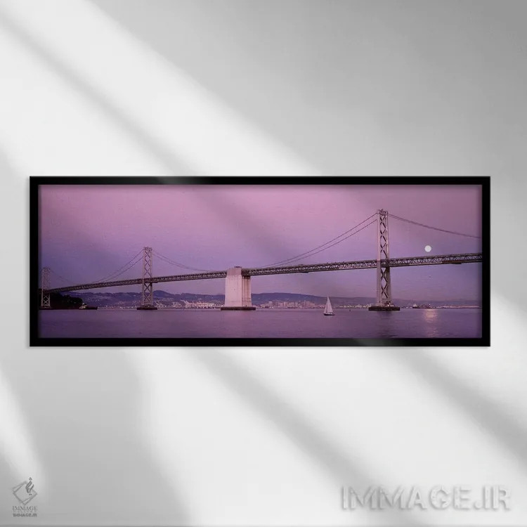 تابلو Bay Bridge, San Francisco, California, USA,پل معلق روی خلیج، پل بی، سانفرانسیسکو، کالیفرنیا، آمریکا اثر پانورامیک ایمجز (استودیو عکاسی عریض) - نمای قابدار مشکی