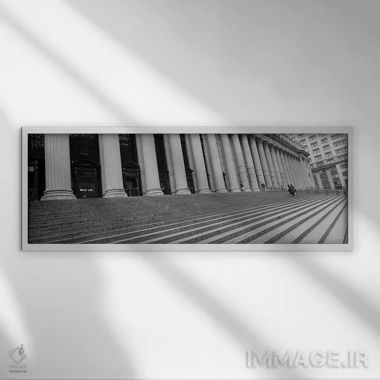 تابلو New York City, New York State, USA,پلههای دادگاه، نیویورک سیتی، ایالت نیویورک، آمریکا اثر پانورامیک ایمجز (استودیو عکاسی عریض) - نمای قابدار سفید
