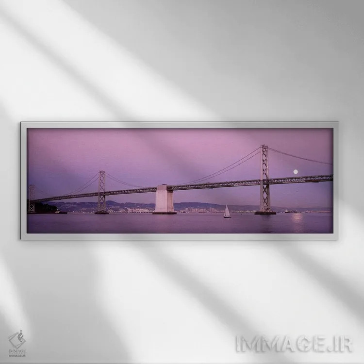 تابلو Bay Bridge, San Francisco, California, USA,پل معلق روی خلیج، پل بی، سانفرانسیسکو، کالیفرنیا، آمریکا اثر پانورامیک ایمجز (استودیو عکاسی عریض) - نمای قابدار سفید