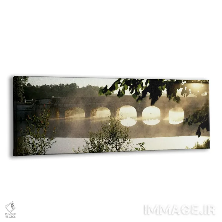 تابلو Loire Valley, France,مه صبحگاهی پیرامون پلی سنگی روی رود کُسون، دره لوآر، فرانسه اثر پانورامیک ایمجز (استودیو عکاسی عریض) - نمای پرسپکتیو محصول